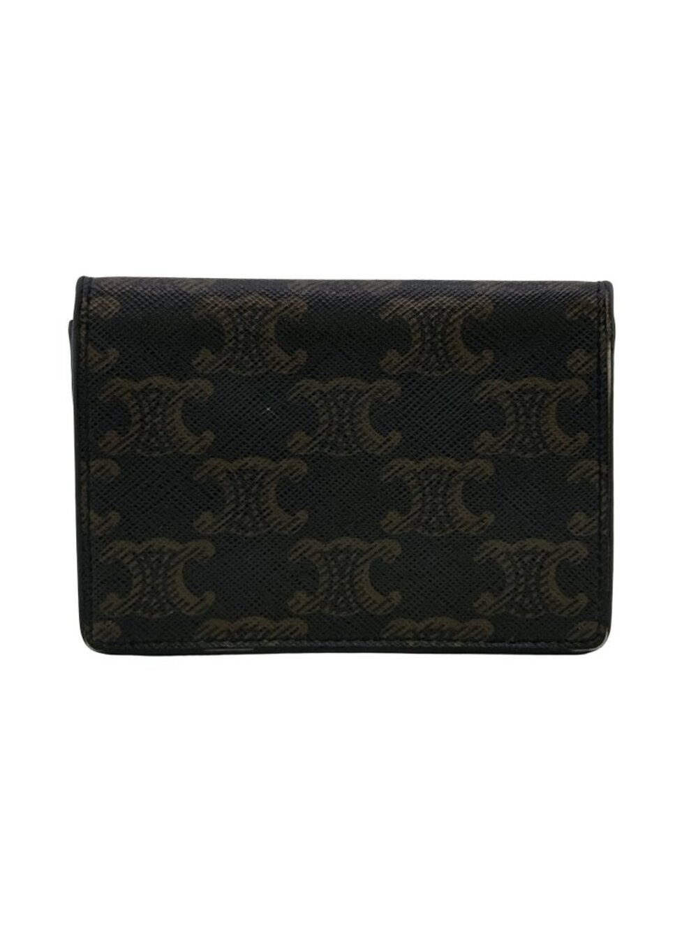 Celine Triomphe Card Case Canvas Leather Business Set Era Holder Black